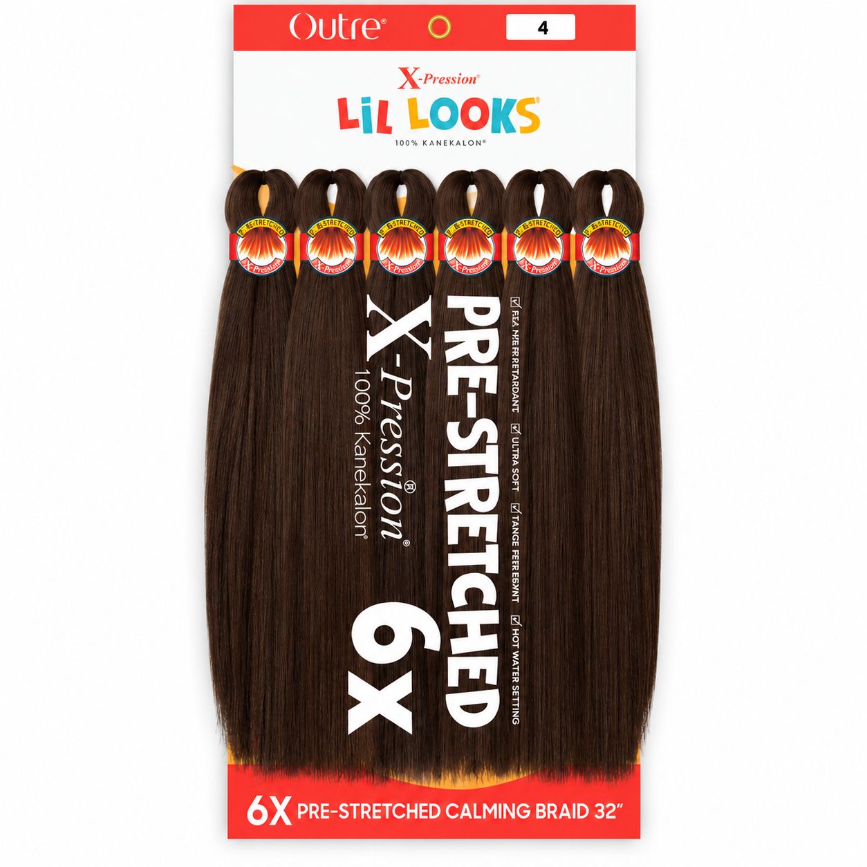X-Pression Lil Looks 6X Pre-Stretched Calming Braids 32" Color: 4