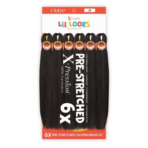 X-Pression Lil Looks 6X Pre-Stretched Calming Braids 32" COLOR:1B