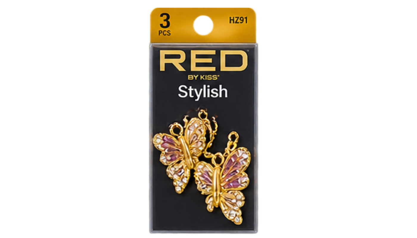 Braid Charms: Stylish Gold/Purple Butterfly