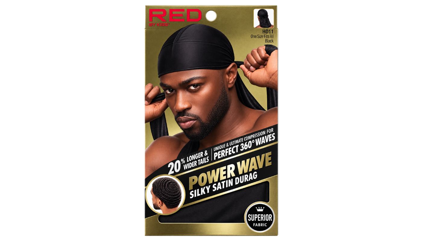 Red By Kiss Power Wave Silky Satin Durag- Black