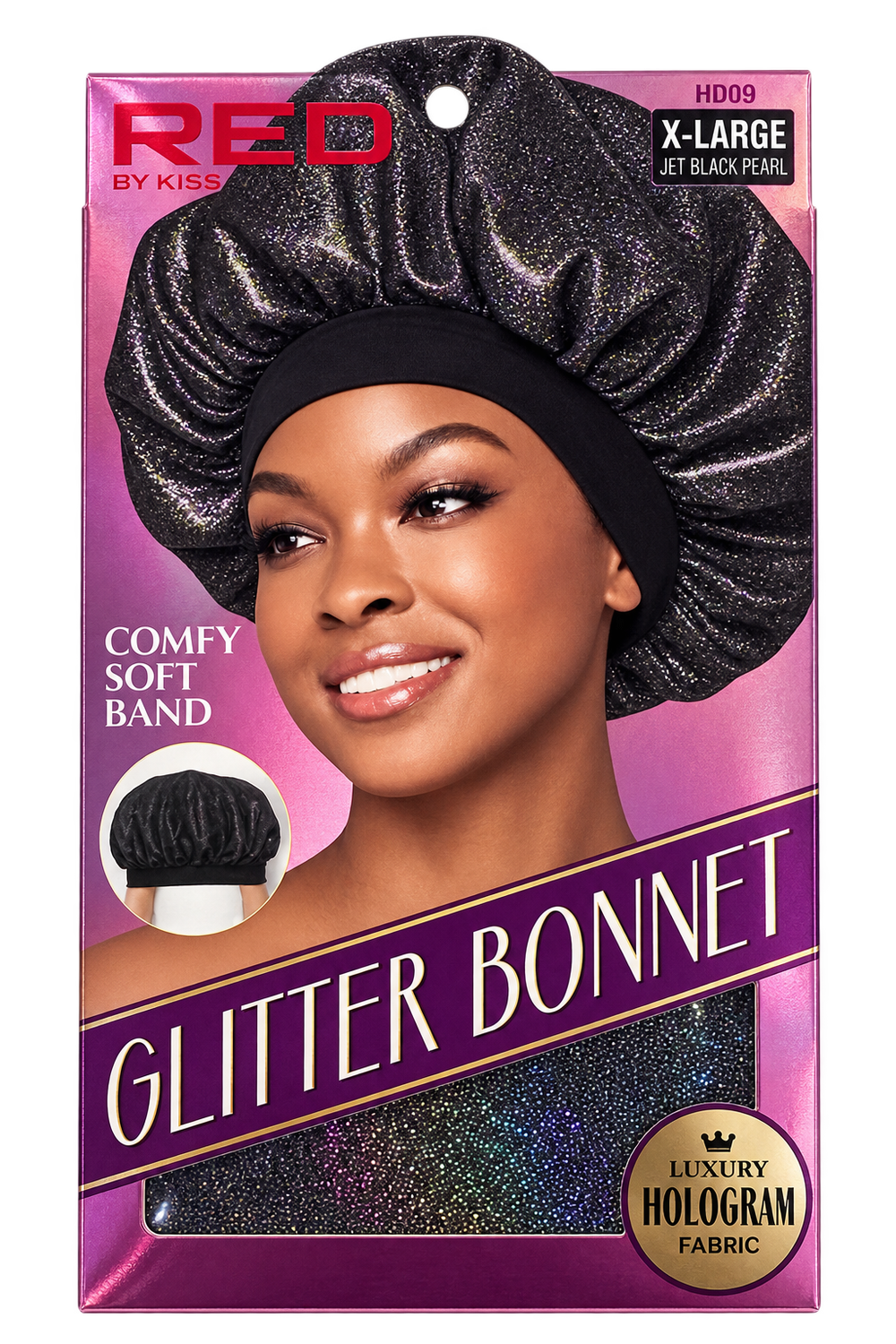 Red By Kiss XL Glitter Bonnet Jet Black Pearl