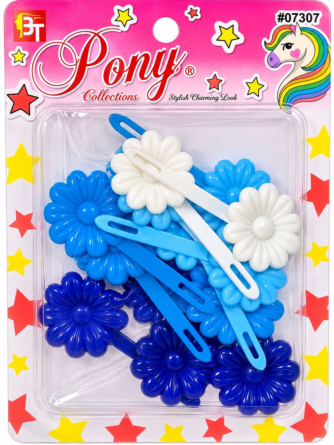 Only 1 AVAILABLE-Barrettes Daisy Royal Blue &amp; White Mix - 1977