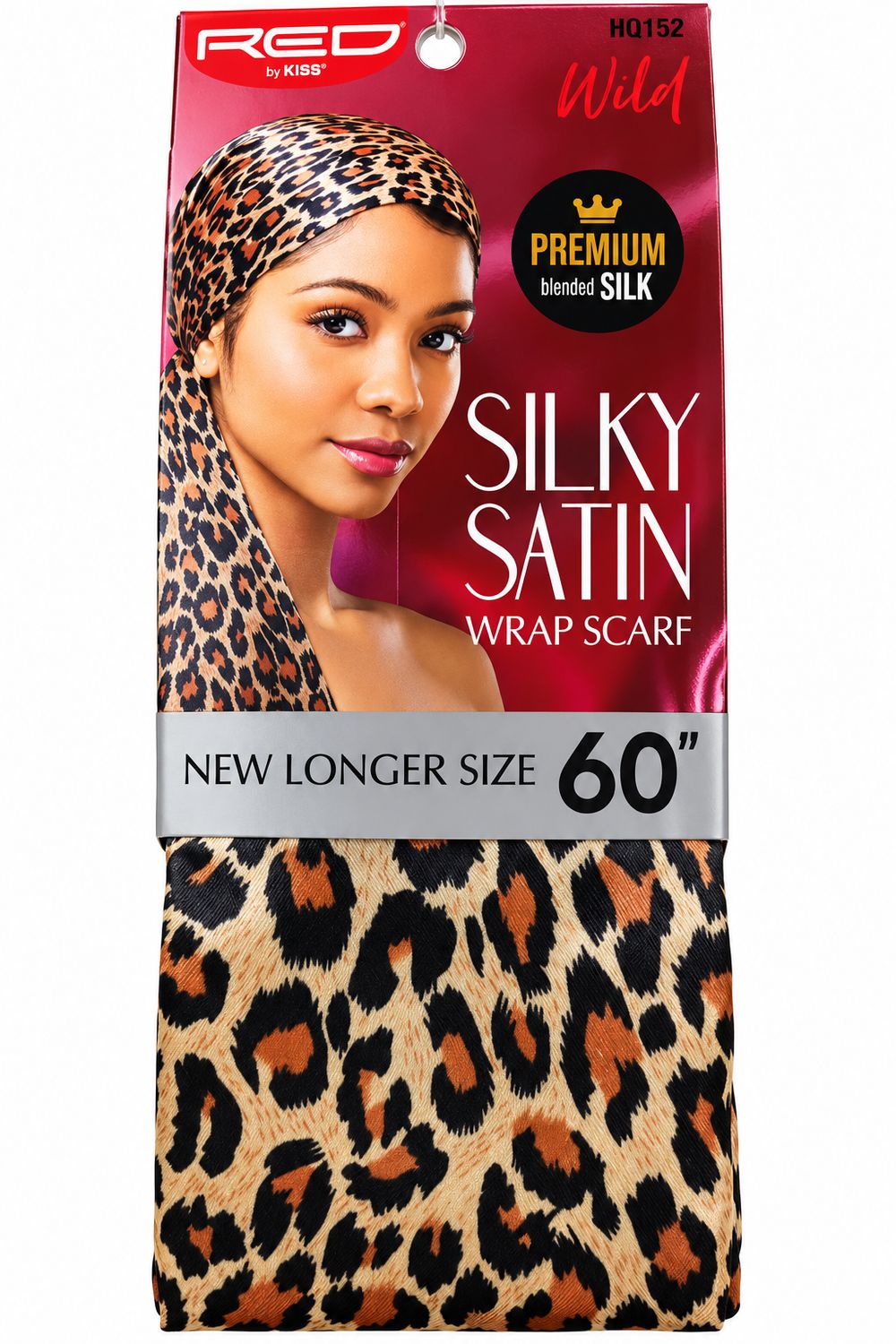 Red By Kiss Silky Satin Wrap Scarf 60"-Leopard