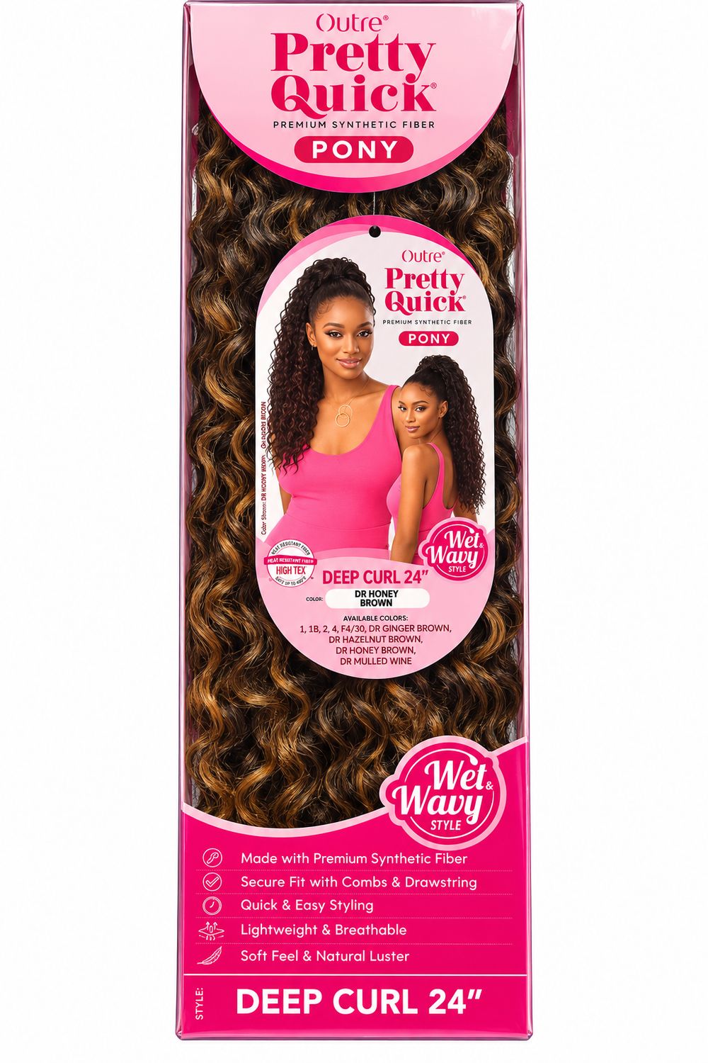 Outre Pretty Quick Pony Deep Curl 24" Color: Dr Honey Brown