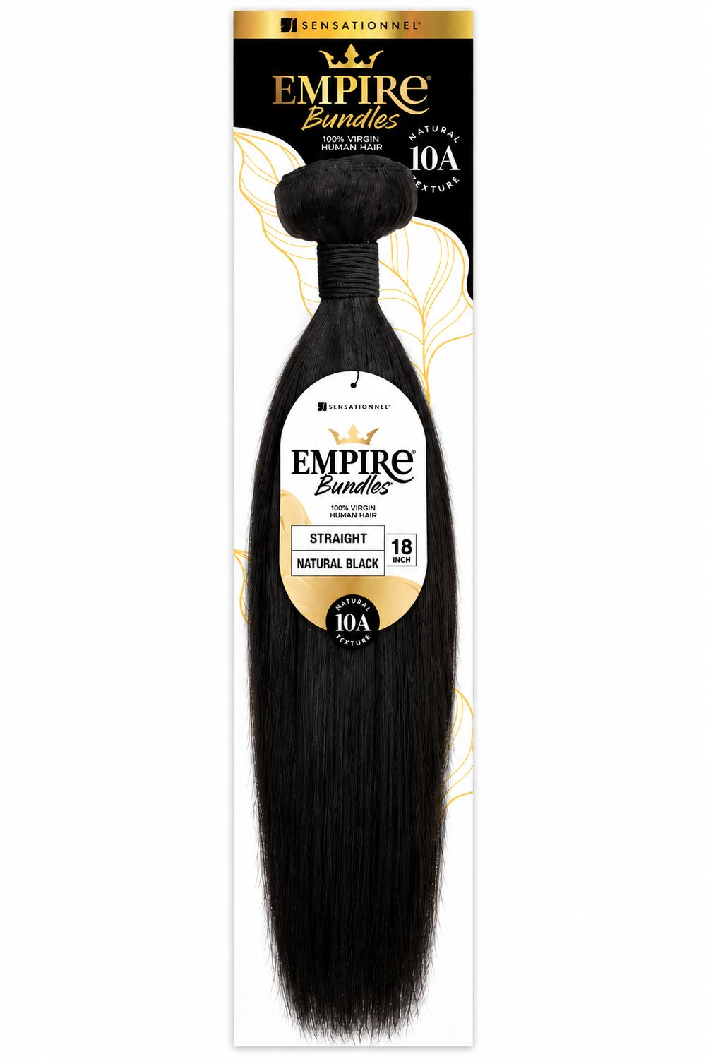 Sensationnel Virgin Human Hair Weave Empire Bundle 10A Straight 18"- Color: Natural Black