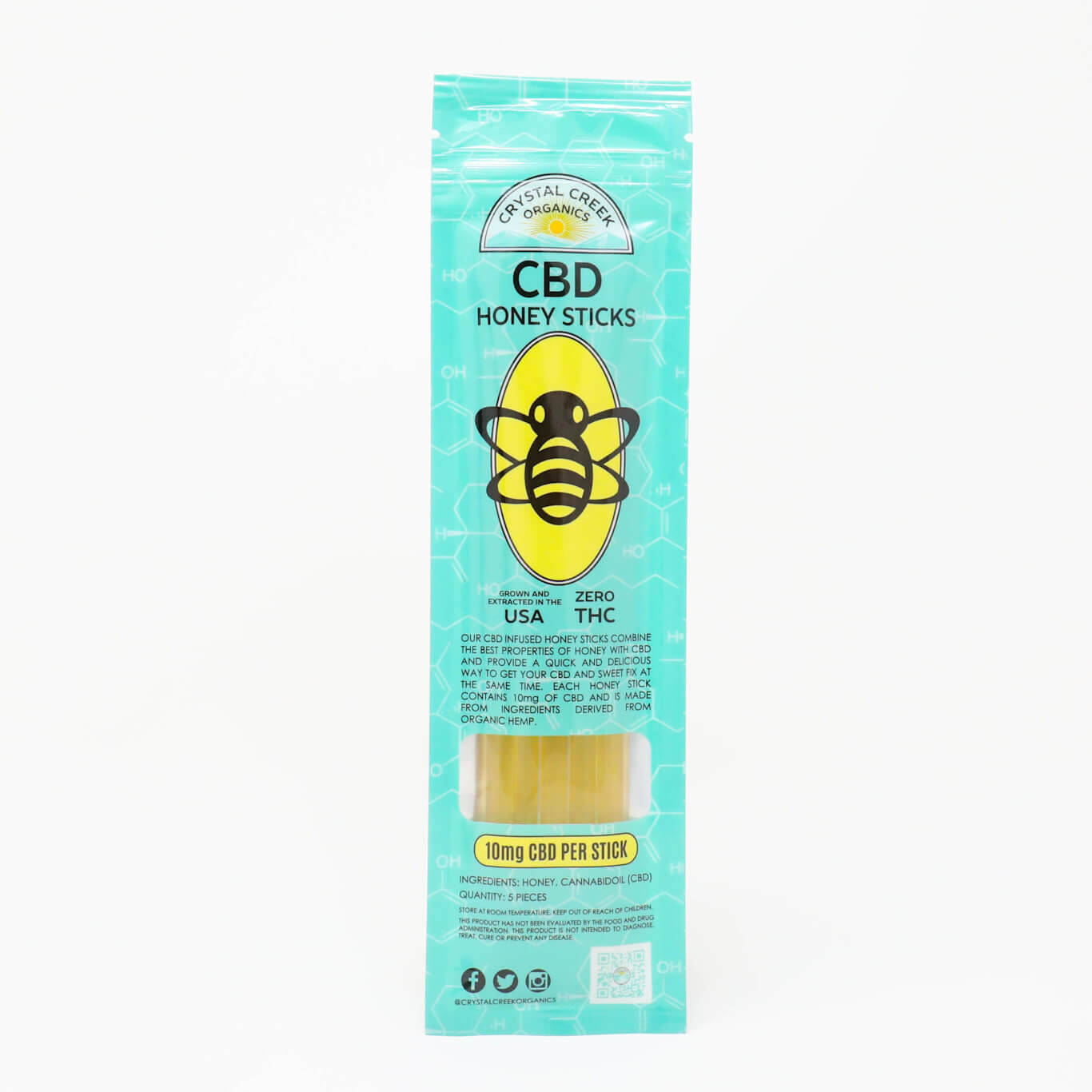 CBD Honey Sticks 5 Pack Isolate (10mg CBD Each) Ws
