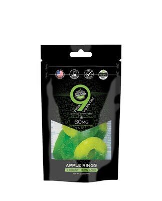 Delta-9 Gummy Apple Rings Grab N' GO Bag (6 per Bag, 60mg) - (Less Than 0.3% THC by Mass %) - Sunstate Hemp Delta-9 Gummy Apple Rings Grab N' GO Bag (6 per Bag, 60mg) - (Less Than 0.3% THC by Mass %) - Sunstate Hemp