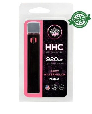 HHC DISPOSABLE VAPE - INDICA - JUICY WATERMELON - 1ML 920MG HHC DISPOSABLE VAPE - INDICA - JUICY WATERMELON - 1ML 920MG