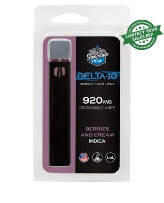 DELTA 10 DISPOSABLE VAPE - INDICA - BERRIES AND CREAM - 1ML 920MG(D10)