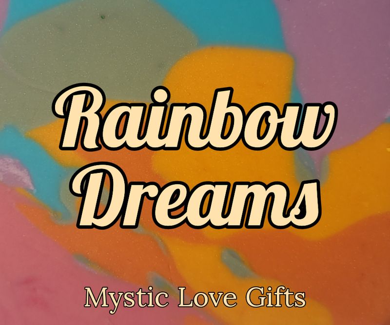 rainbow dreams candle product label