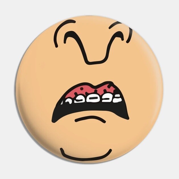 2 1/4&quot;D Butt-Head Face Close-Up Pinback Button