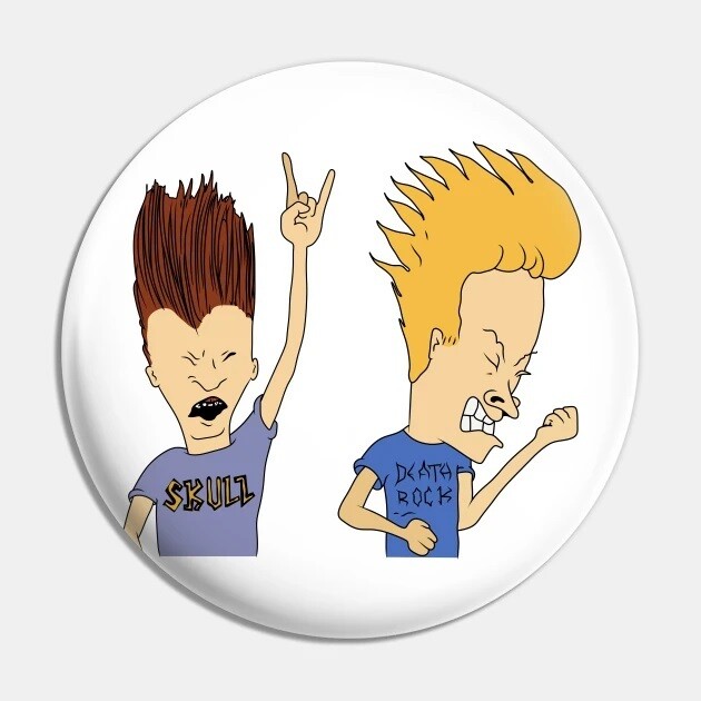 2 1/4&quot;D Beavis and Butt-Head Rockin&#39; Pinback Button