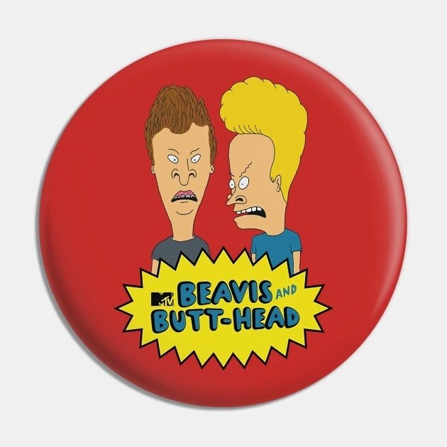 2 1/4&quot;D Beavis and Butt-Head Surprised (Logo) Pinback Button