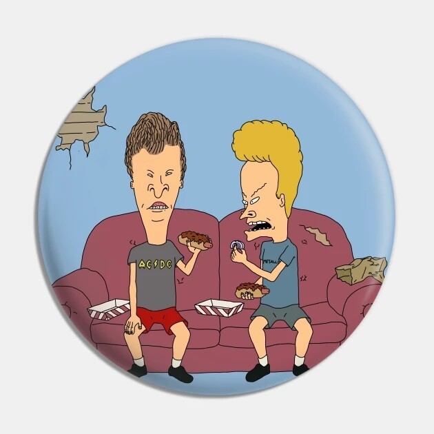 2 1/4&quot;D Beavis and Butt-Head Couch Pinback Button