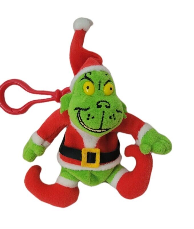 The Grinch Santa 4&quot;H Plush Clip-On / Finger Puppet