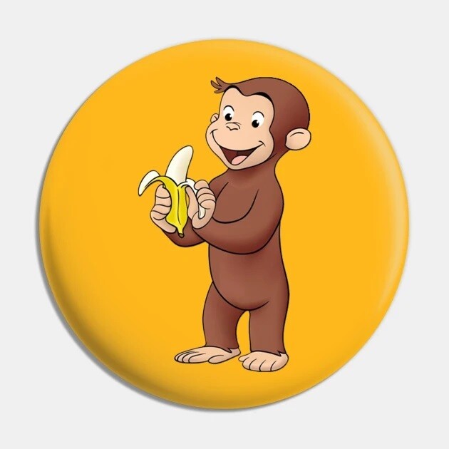 2 1/4&quot;D Curious George with Banana Pinback Button