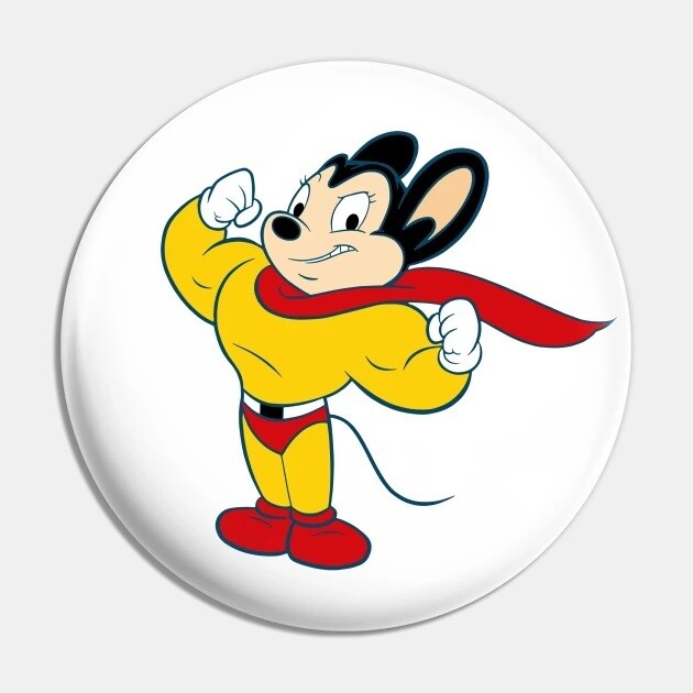 2 1/4&quot;D Mighty Mouse Standing Pinback Button