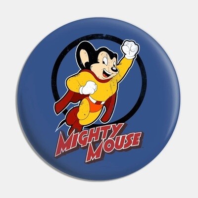 2 1/4"D Mighty Mouse Retro Blue Pinback Button