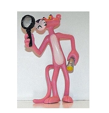 4"H Pink Panther PVC Figure with Magnifying Glass