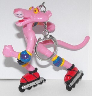 Pink Panther 4"H Roller Blade Bendable KEYCHAIN Figure