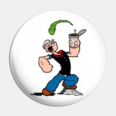 2 1/4"D Popeye (Eating Spinach) Pinback Button