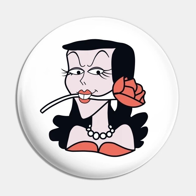 2 1/4&quot;D Natasha Fatale with Rose Pinback Button