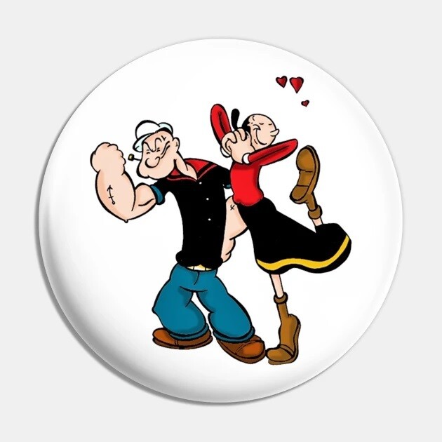 2 1/4"D Popeye and Olive Oyl (Love) Pinback Button