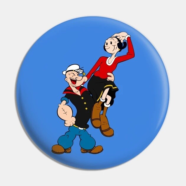 2 1/4"D Popeye and Olive Oyl (Lift)  Pinback Button
