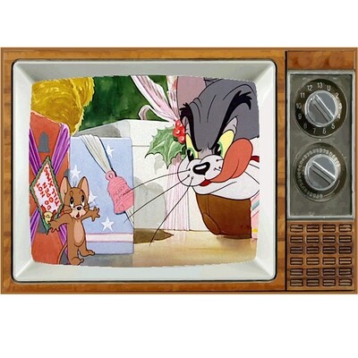 Tom & Jerry Christmas Metal TV Magnet