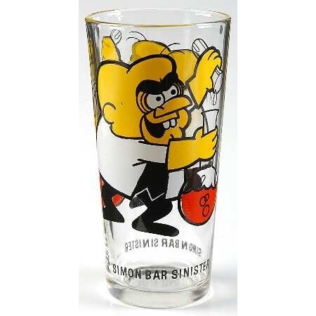 Simon Bar Sinister (Underdog) 5&quot;H Pepsi Glass (1970&#39;s)