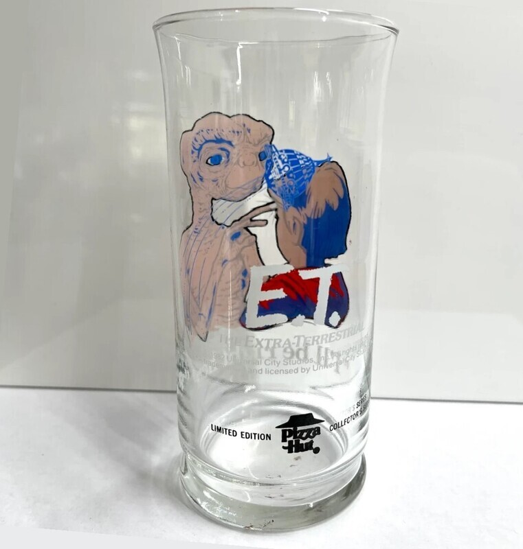 E.T. and Eliiott 6"H Pizza Hut Glass (1982)