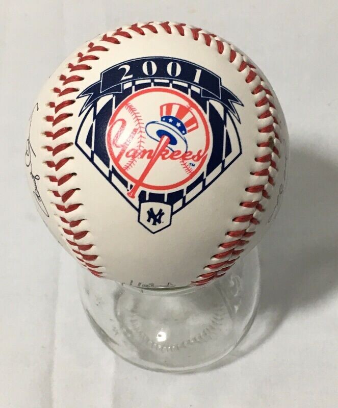 MLB 2001 New York Yankees Baseball with Reproduction Autographs