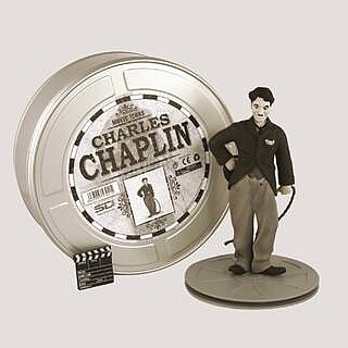Charlie Chaplin 7&quot; Figure in Movie Reel Tin