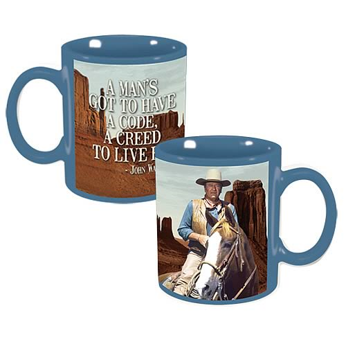 John Wayne Ceramic Mug &quot;&quot;A Man&#39;s Got To Have A Code, A Creed To Live By.​&quot;