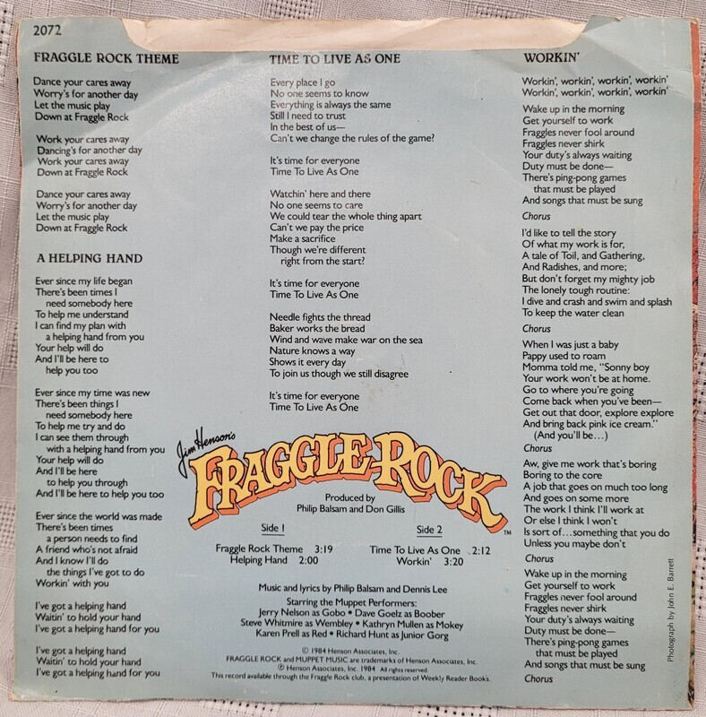 Fraggle Rock 33 1/3 rpm Record