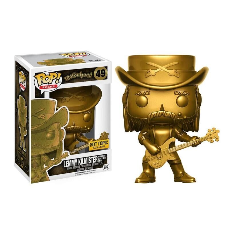 GOLD Lemmy Kilmister with Bass  (Motorhead) 3 3/4&quot;H POP! Rocks Vinyl Figure #49