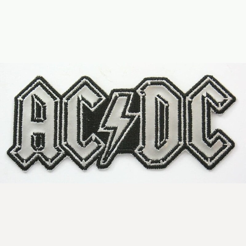 AC/DC 4&quot;L Silver Embroidered Patch
