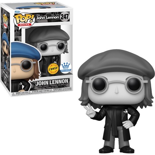 CHASE John Lennon in Peacoat Black &amp; White 3 3/4&quot;H POP! Rocks Vinyl Figure #247