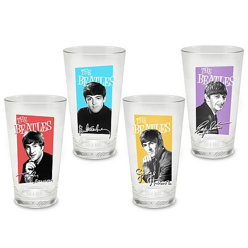 The Beatles 16 oz. Pint Glasses LOOSE (4 in Set)