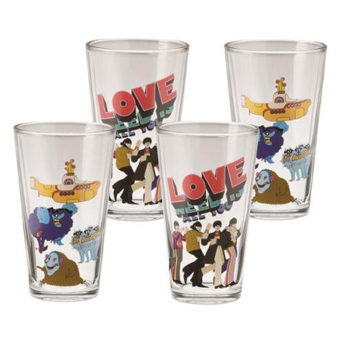 The Beatles "Yellow Submarine" and 16 oz. Pint Glasses (4 in Set)