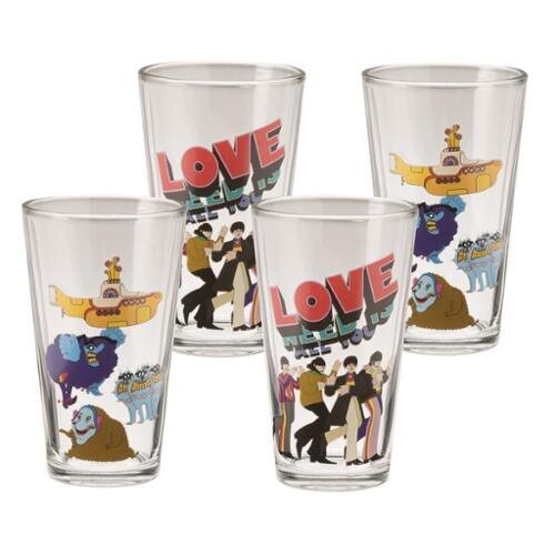 The Beatles &quot;Yellow Submarine&quot; and 16 oz. Pint Glasses (4 in Set)
