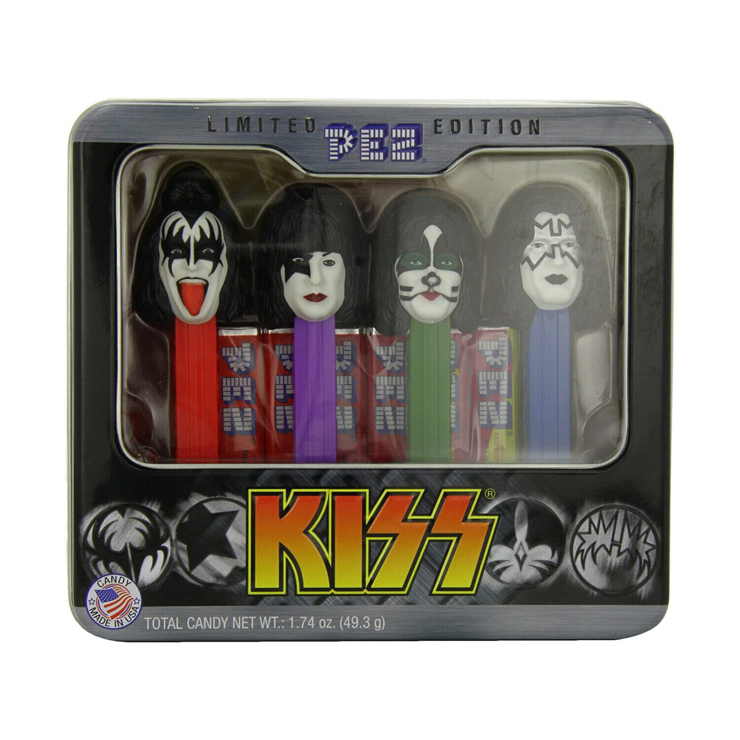 KISS PEZ Dispensers Set of 4 in Collectible Tin