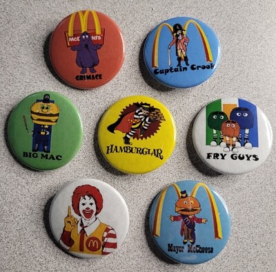 McDonald's Characters Set of 7 Pinback Buttons