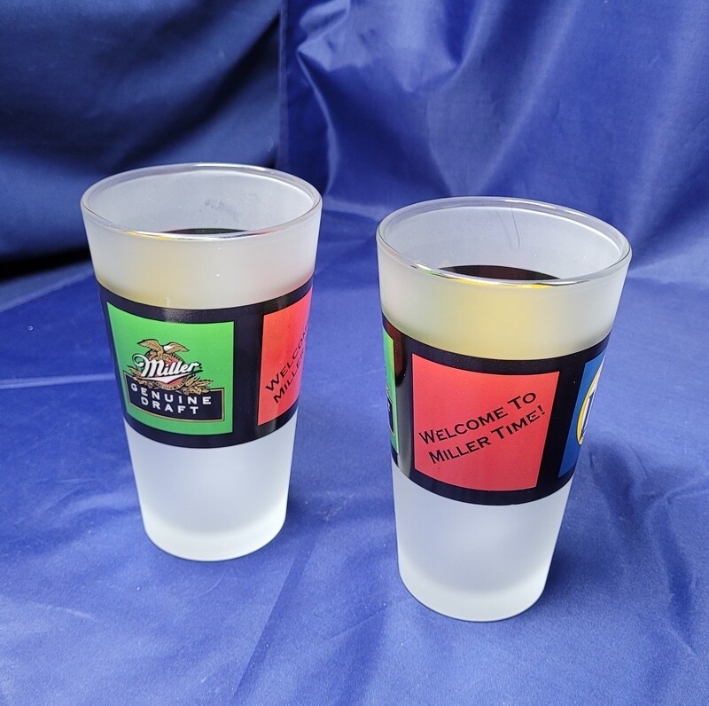 Miller Beer Frosted  4 Logos 16 oz. Pint Glass