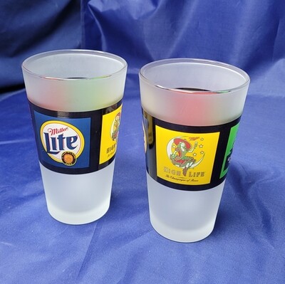 Miller Beer Frosted  4 Logos 16 oz. Pint Glass