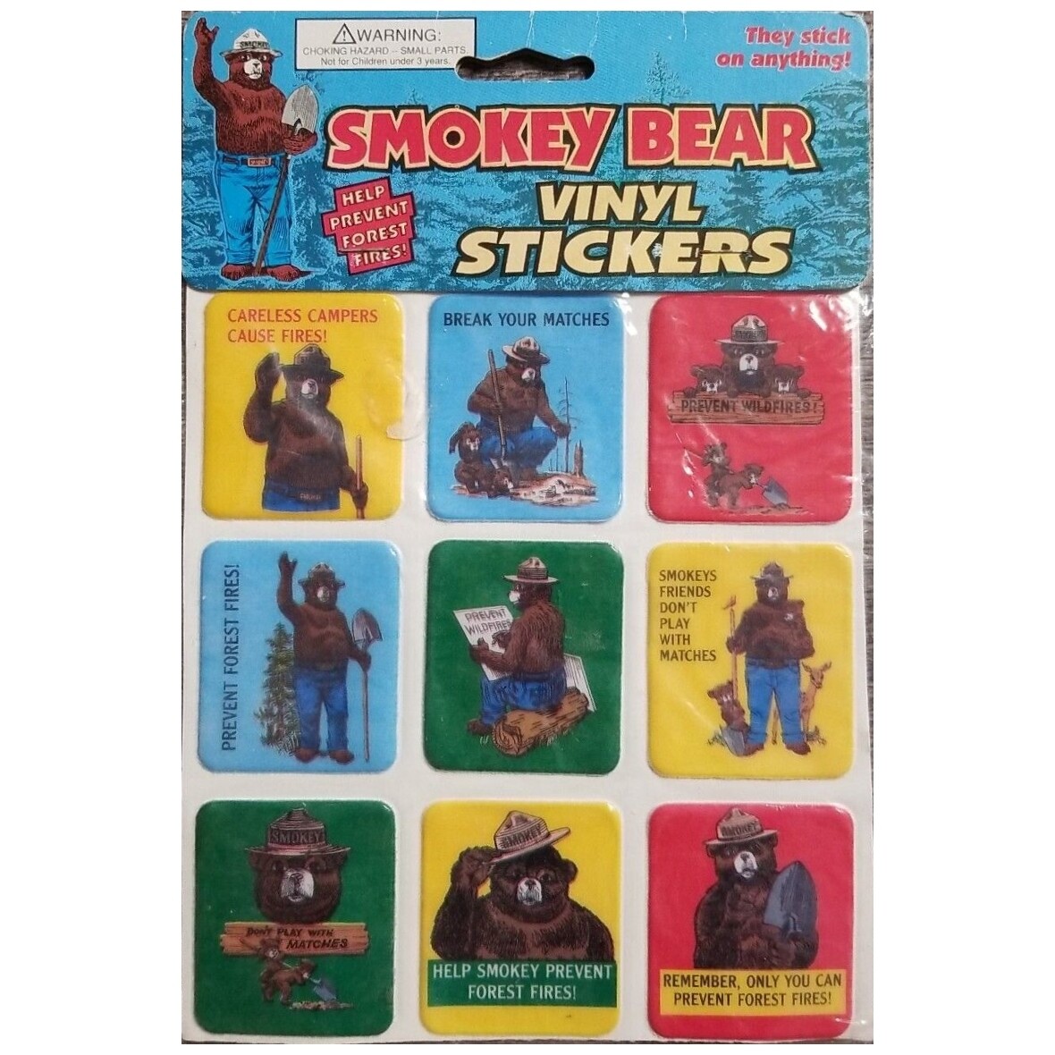 Smokey Bear Vinyl Sticker Set of 9