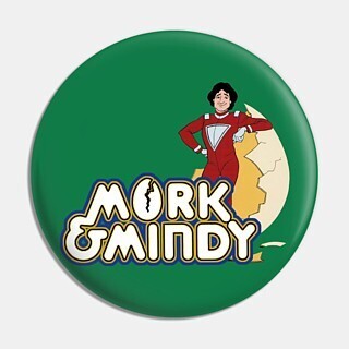 2 1/4"D Mork & Mindy Cartoon Pinback Button