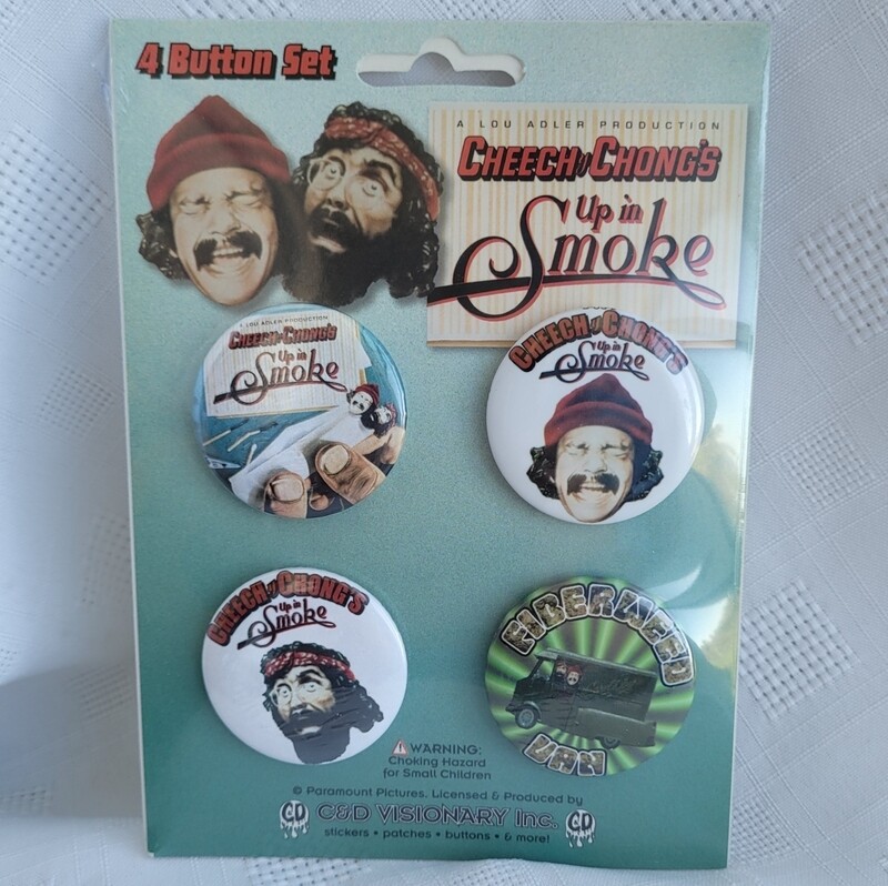Cheech and Chong Up In Smoke 4 Piece Pinback Button Set