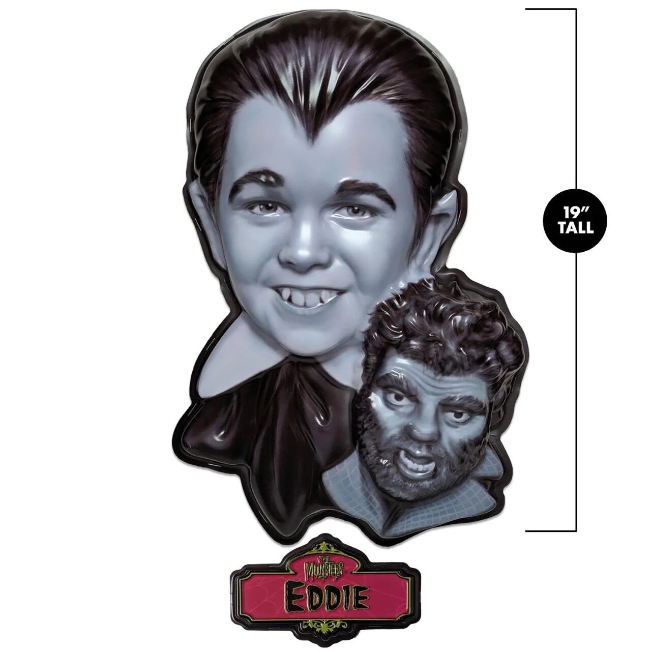 Eddie Munster with Woof-Woof 19"H Plastic 3-D Wall Art