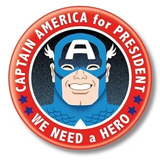 2 1/4"D Captain America For President Pinback Button